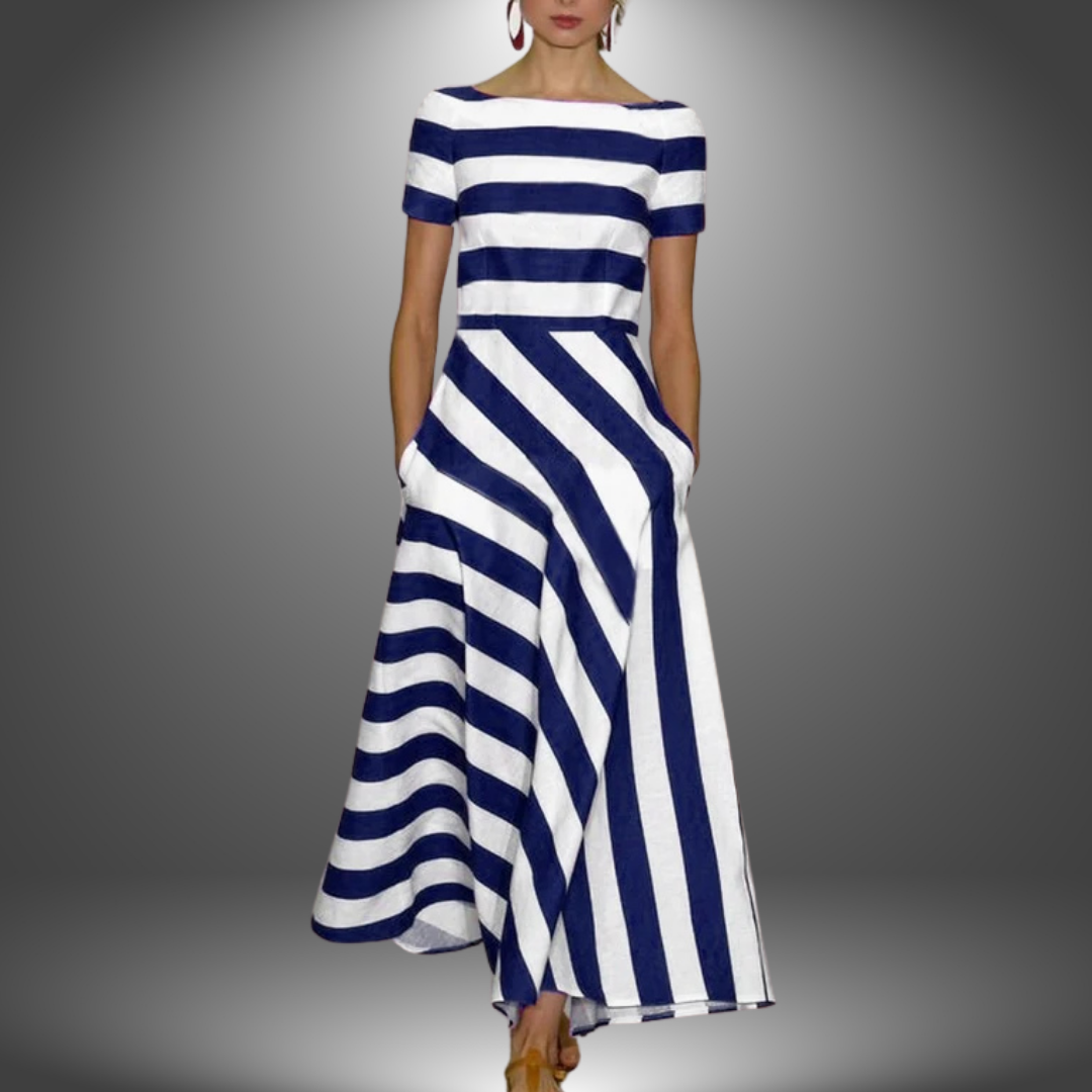 Nicole | Luxe Gestreepte Maxi Jurk