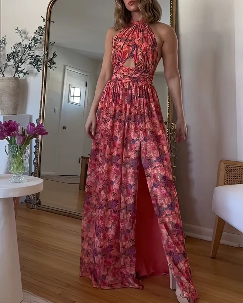 Sofia – Vloeiende Maxi-Jurk Met Open Rug