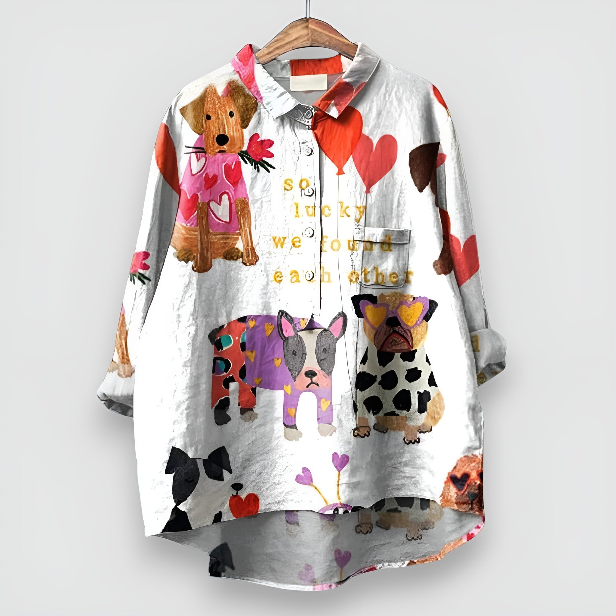Sofie | Damesblouse met Hondenprint