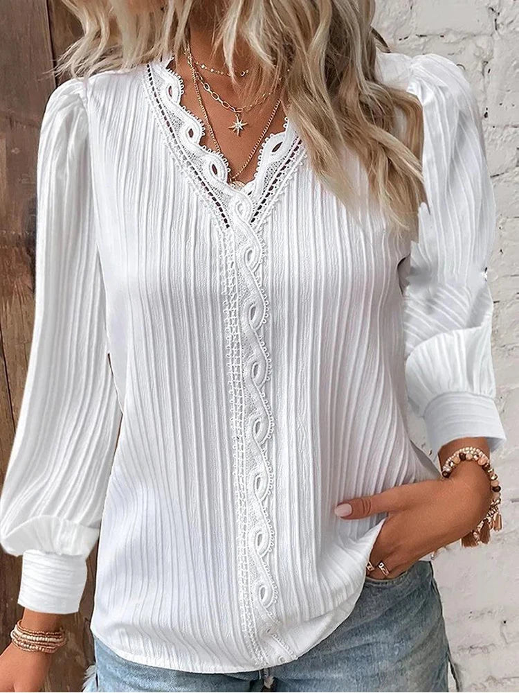 Emma | Blouse met Kantdetails in Chiffon