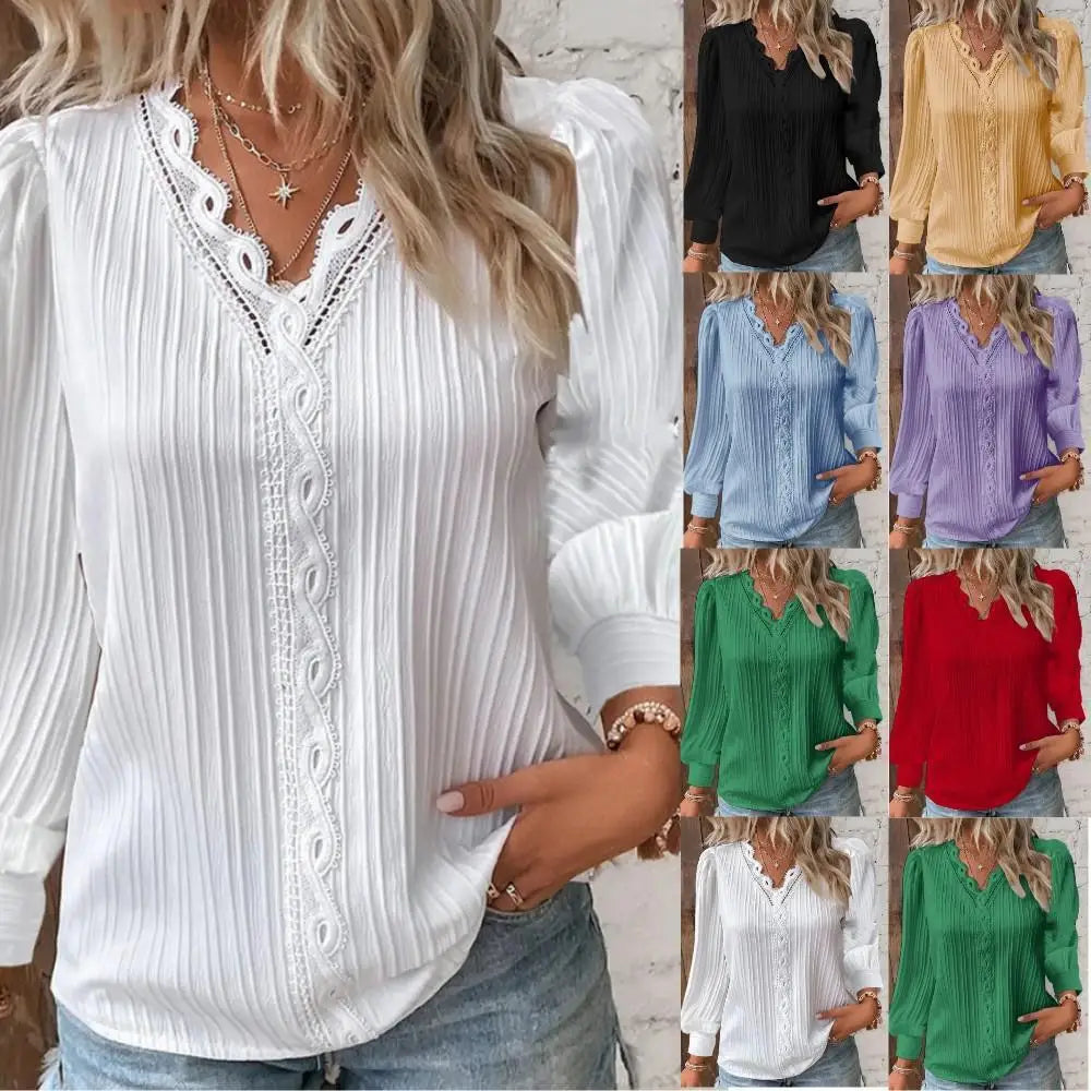 Emma | Blouse met Kantdetails in Chiffon