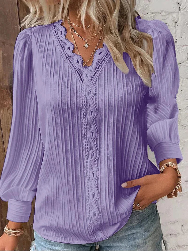 Emma | Blouse met Kantdetails in Chiffon