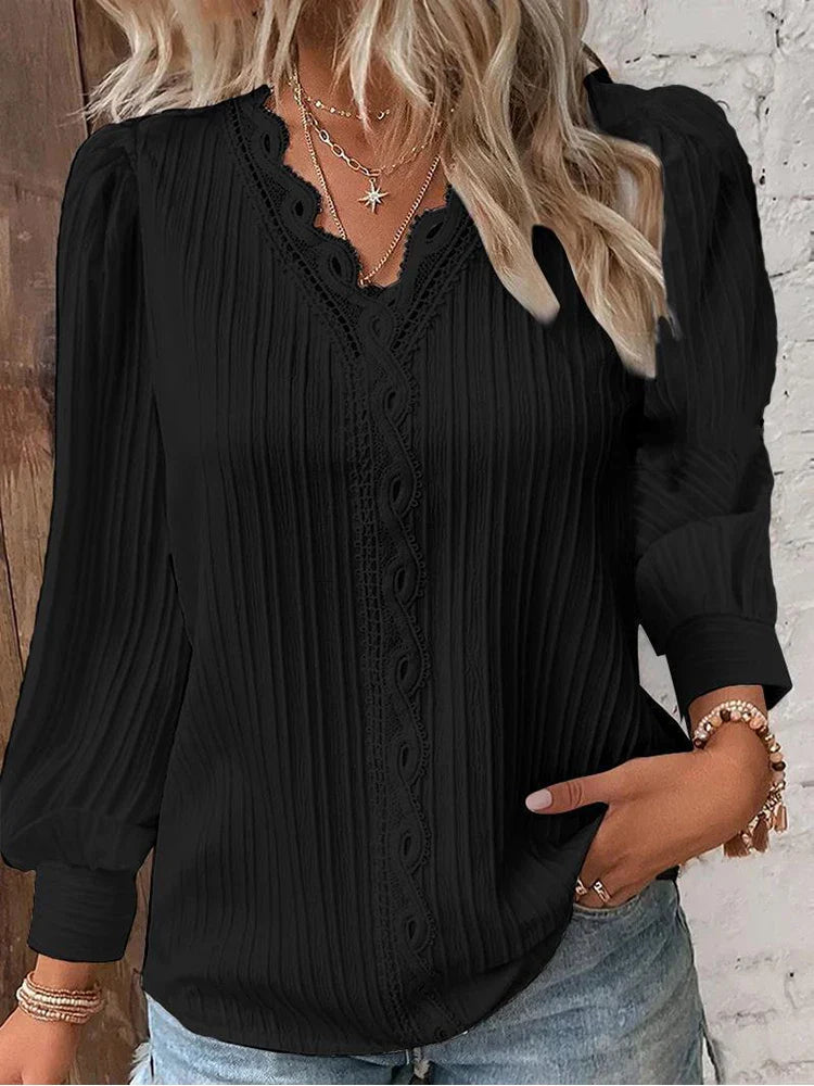 Emma | Blouse met Kantdetails in Chiffon