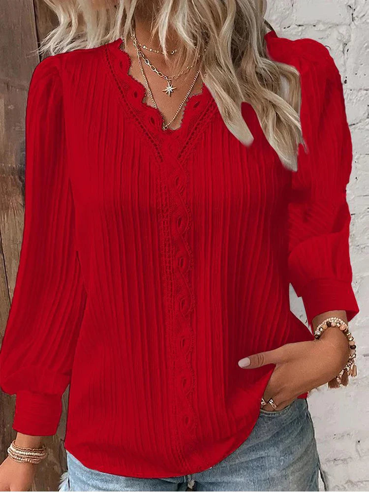Emma | Blouse met Kantdetails in Chiffon
